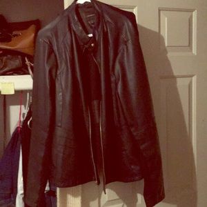 Cute faux leather motto coat